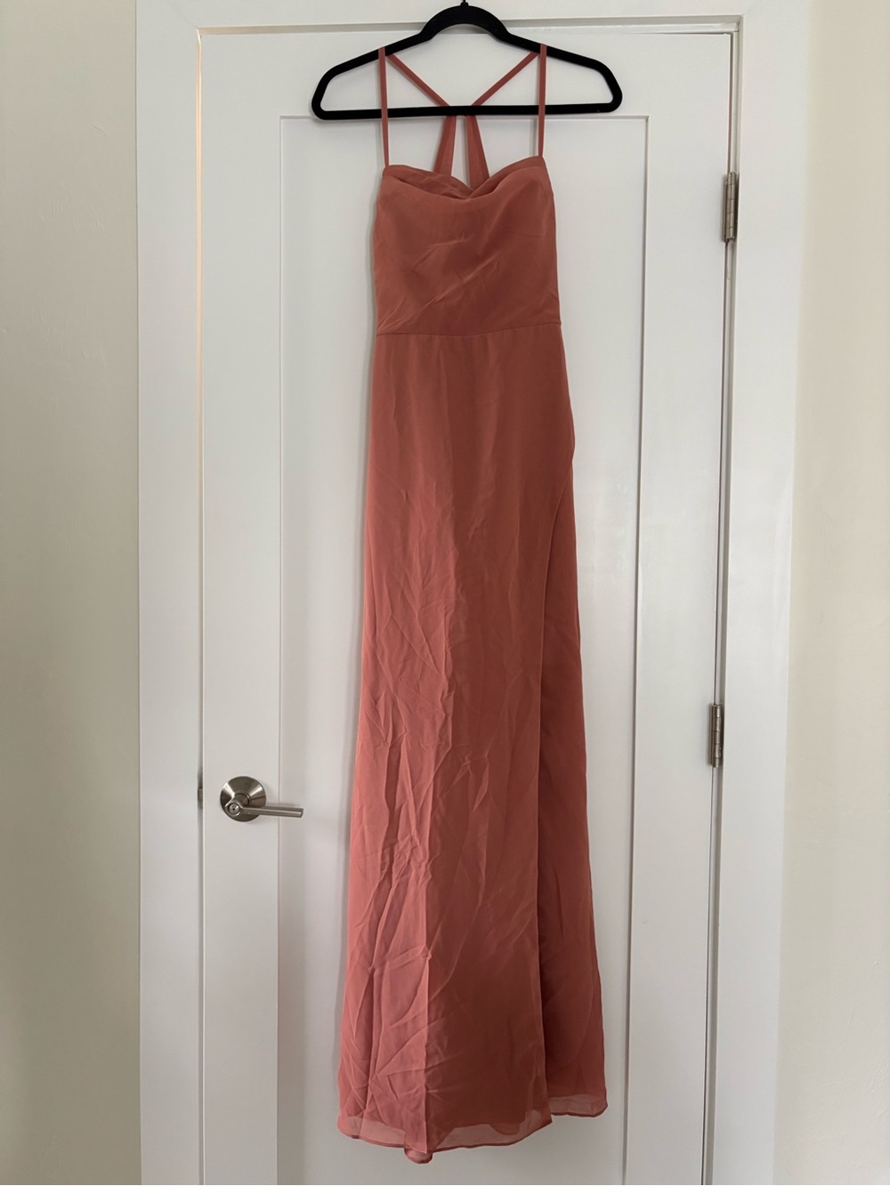 Azazie Kendall + Kylie Cowl Scoop Chiffon Mermaid Dress Dusty Pink / Rose  XS